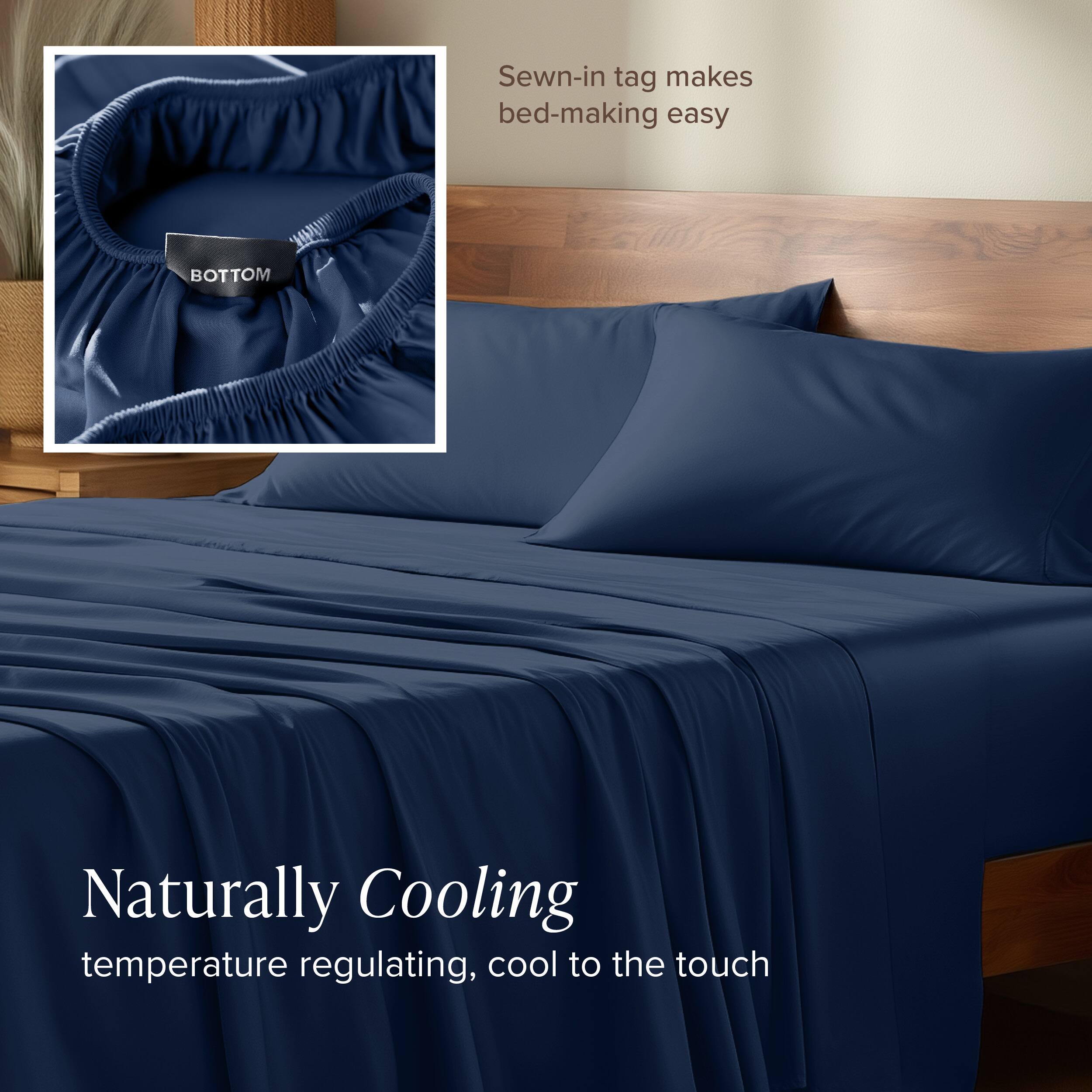 Sewn-in tag makes bed-making easy

Naturally Cooling
temperature regulating, cool to the touch