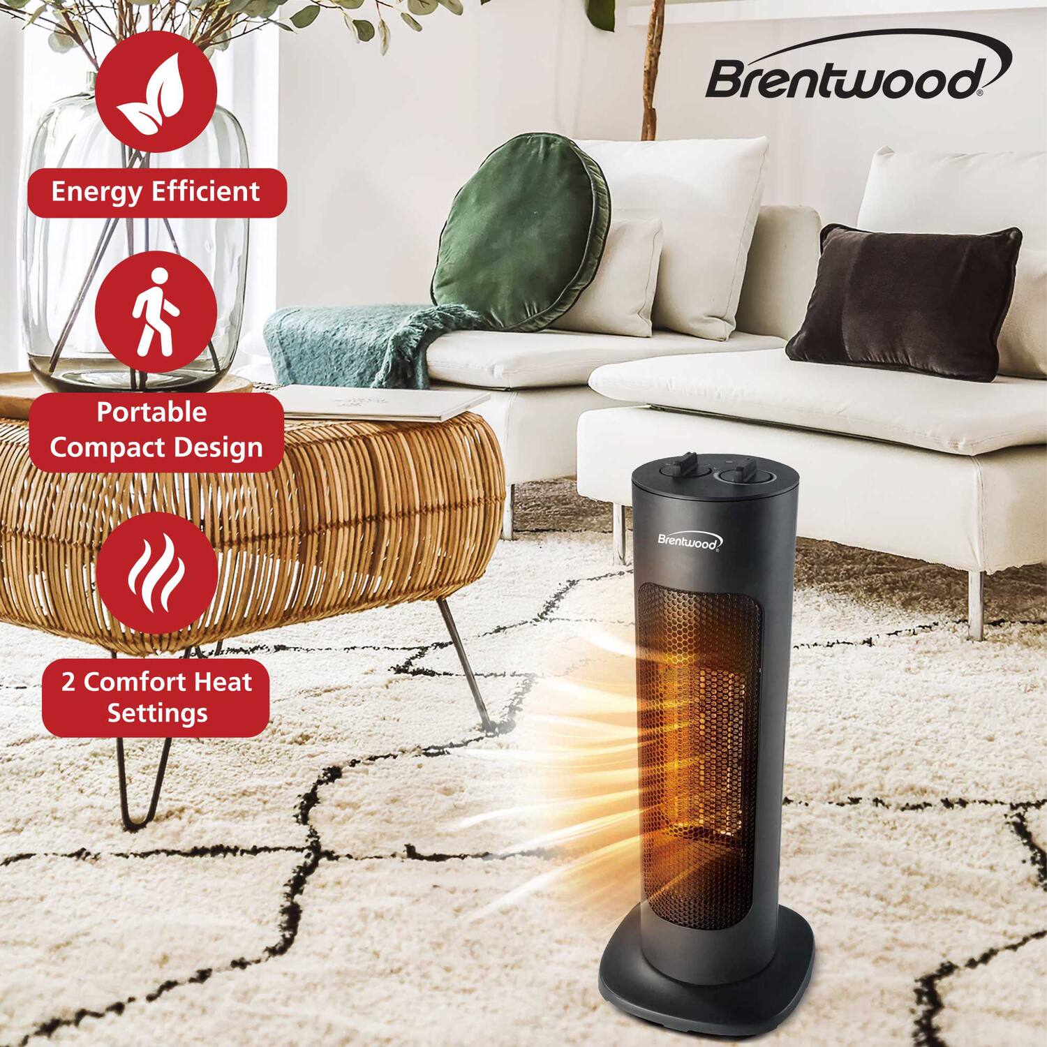 Brentwood

- Energy Efficient
- Portable Compact Design
- 2 Comfort Heat Settings