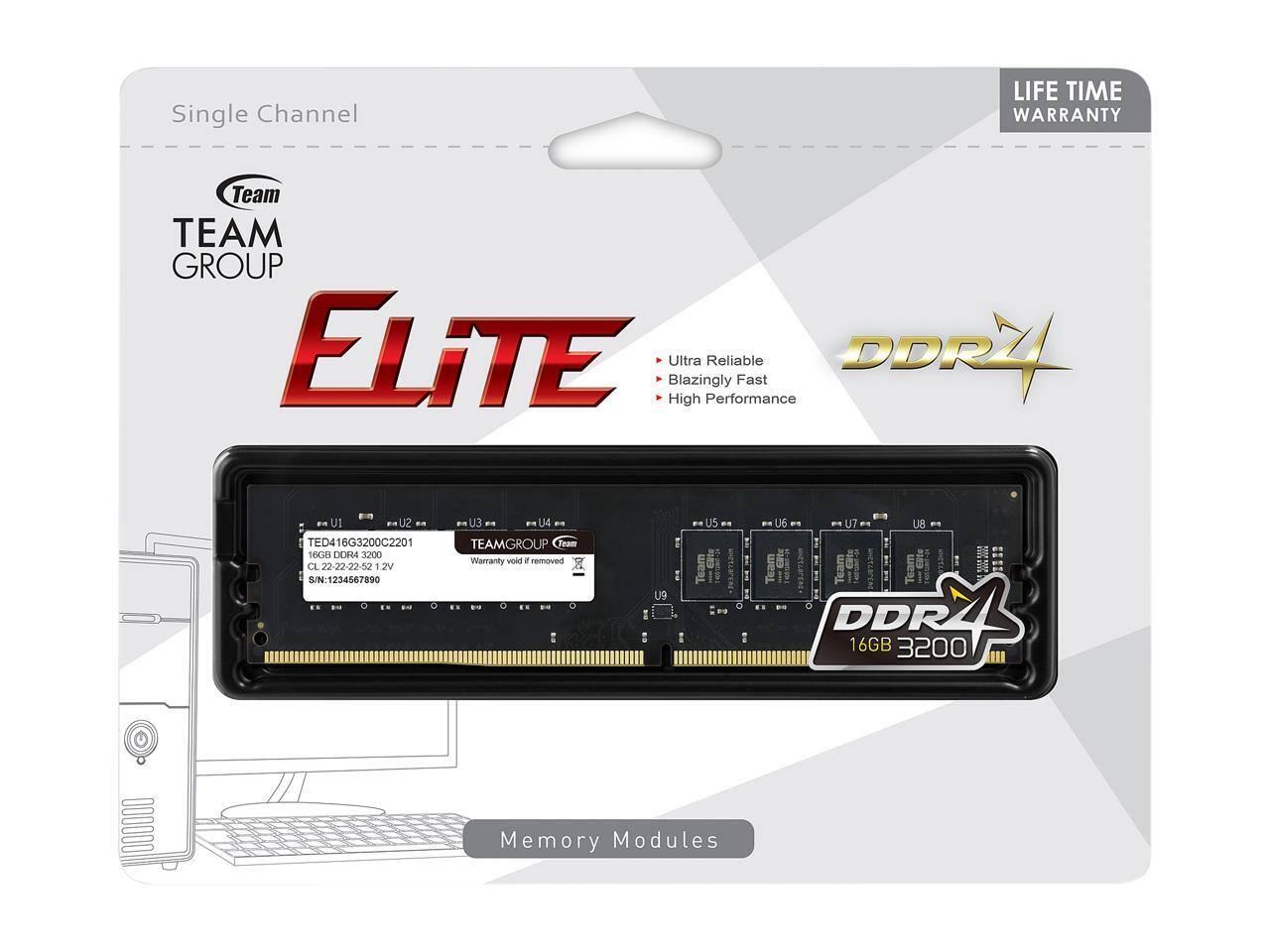 Team Group Team Elite 16GB DDR4 3200 (PC4 25600) Desktop Memory
