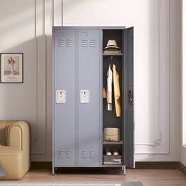 GOODSILO - Three-Door Steel Storage Locker Cabinet for Secure Organization in Home Gym Office or Garage - Gray