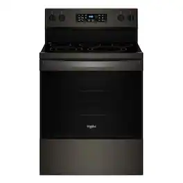Whirlpool - 5.3 Cu. Ft. Freestanding Electric Range with Air Cooking Technology, No Preheat Air Fry and Air Baking and Self Clean - Black Stainless Steel
