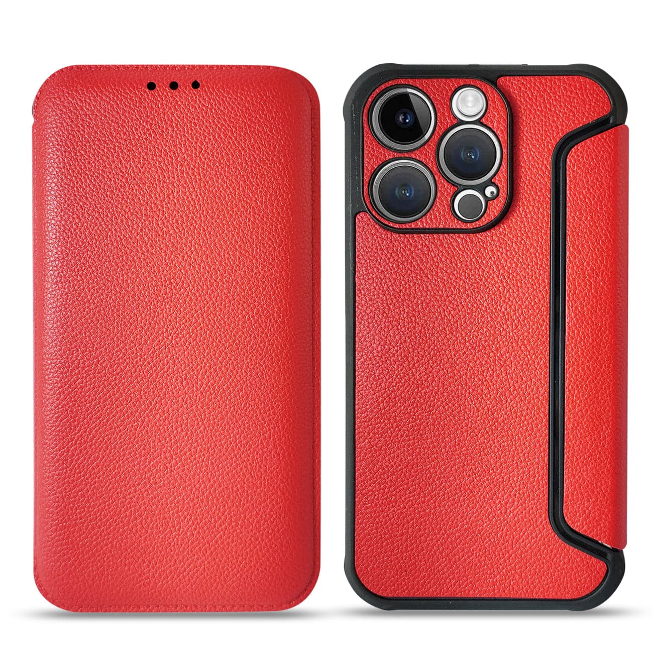 Reiko - Magnetic Wallet Leather Phone Case For Apple Iphone 14 Pro In - Red