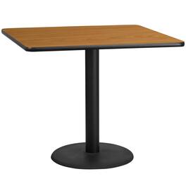 Emma + Oliver - 42" Square Laminate Table Top with 24" Round Table Height Base - Natural