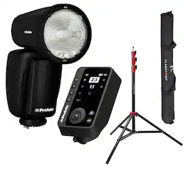 Profoto - A10 Flash for Nikon, Bundle with Connect Pro Transmitter and Light Stand