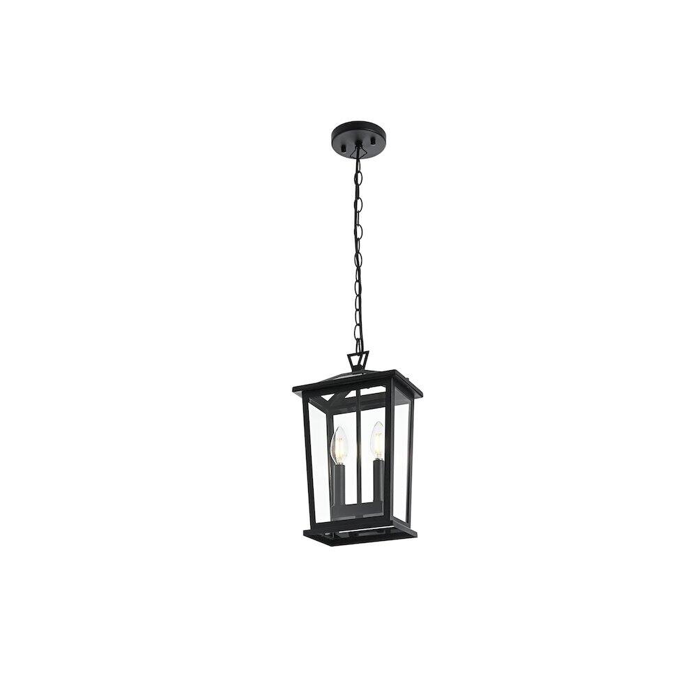 Angle. Elegant Lighting - Berks 7 inch Outdoor Pendant in Black - Black.