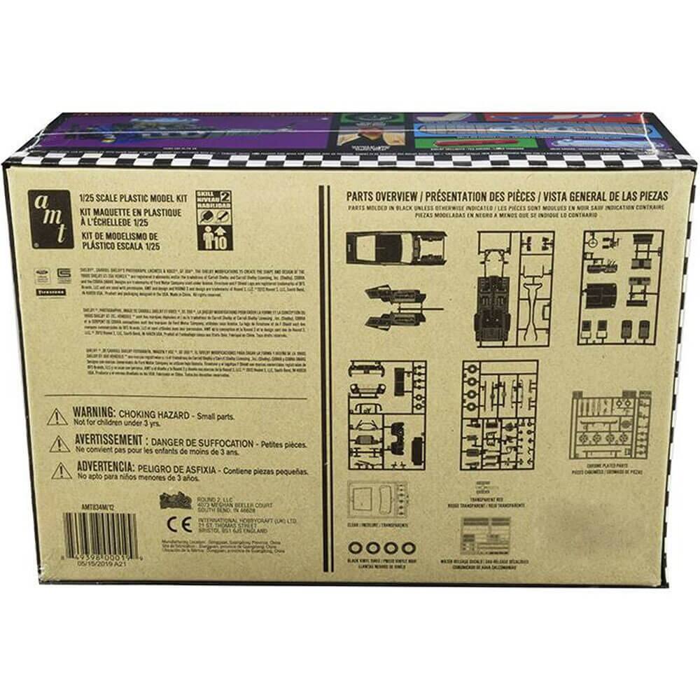 Sure, here is the corrected and grouped text from the image:

---

**1/25 Scale Plastic Model Kit**  
KIT MAQUETTE EN PLASTIQUE  
A L'ÉCHELLE DE 1/25  
KIT DE MODELISMO DE PLÁSTICO ESCALA 1/25  

**Parts Overview / Présentation des pièces / Vista general de las piezas**  
PARTS MOLDED IN BLACK  
PIECES MOLDÉES EN NOIR  
PIECAS MOLDEADAS EN NEGRO  

**Warning: Choking Hazard - Small parts. Not for children under 3 yrs.**  
AVERTISSEMENT: DANGER DE SUFFOCATION - Petites pièces. Ne convient pas pour les enfants de moins de 3 ans.  
ADVERTENCIA: PELIGRO DE ASFIXIA - Contiene piezas pequeñas. No apto para niños menores de 3 años.  

**AMT/AMT**  
**AMT/AMT**  
**AMT/AMT**  

**AMT/AMT**  
**AMT/AMT**  
**AMT/AMT**  

**AM