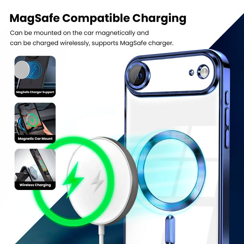 MagSafe Compatible Charging

Can be mounted on the car magnetically and can be charged wirelessly, supports MagSafe charger.

- MagSafe Charger Support
- Magnetic Car Mount
- Wireless Charging