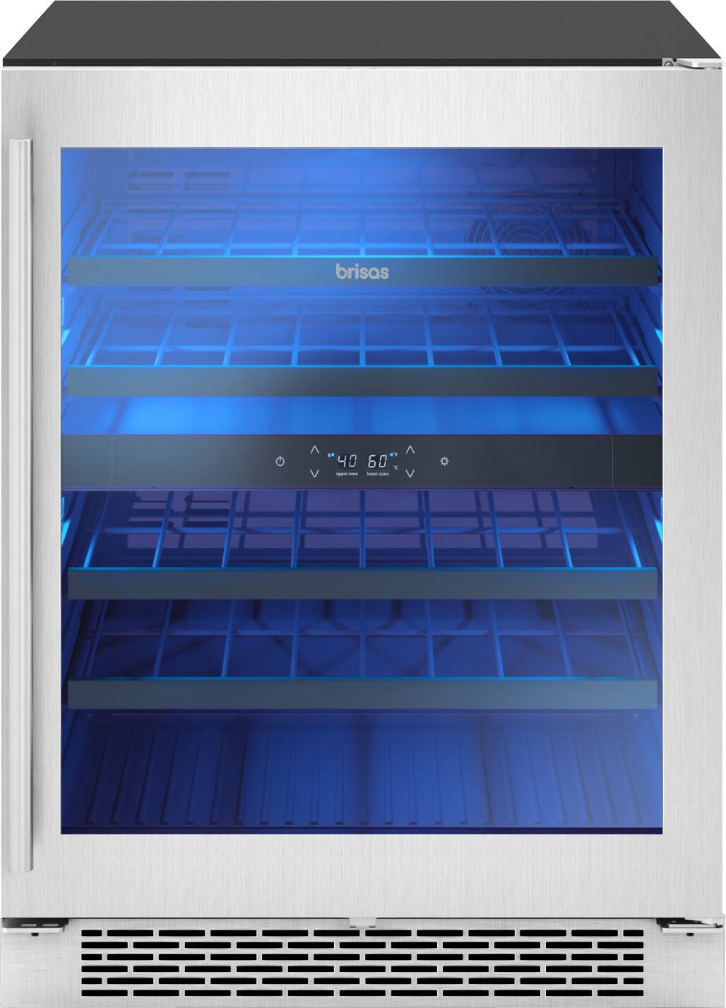 Alt View 18. Zephyr - 4.75 Cu.Ft. Brisas 24 in. 38-Bottle Built-In or Freestanding Dual Zone Wine Cooler - Stainless Steel + Glass.