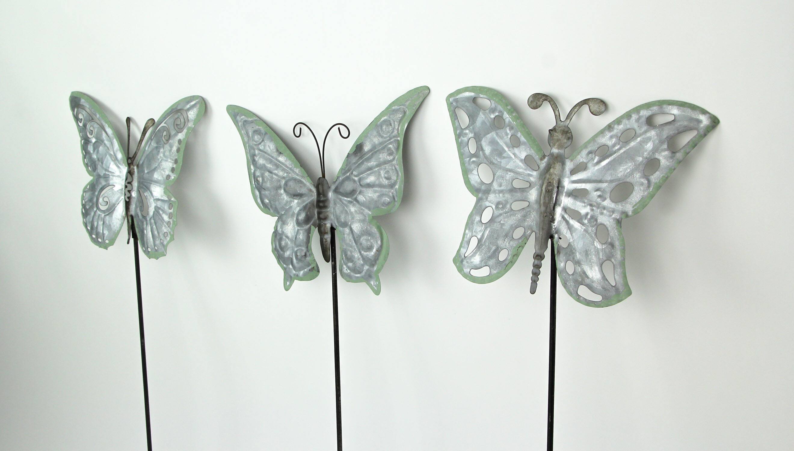 Alt View 1. Things2Die4 - Set of 3 Galvanized Metal Butterfly Garden Stakes Patio Yard Art Outdoor Decor - Multicolored.