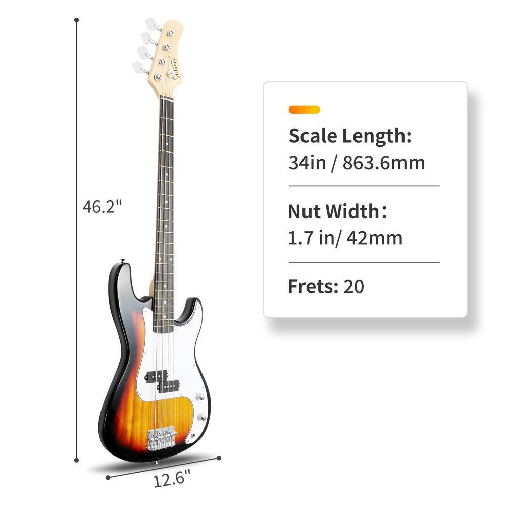 Scale Length: 34in / 863.6mm  
Nut Width: 1.7 in/ 42mm  
Frets: 20  
46.2"  
12.6"