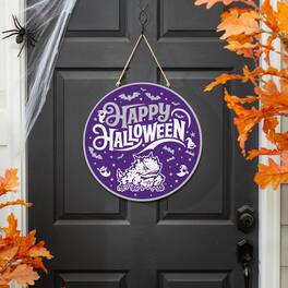 Evergreen Enterprises - TCU Horned Frogs 18" Happy Halloween Wooden Round Door Sign - Multicolor
