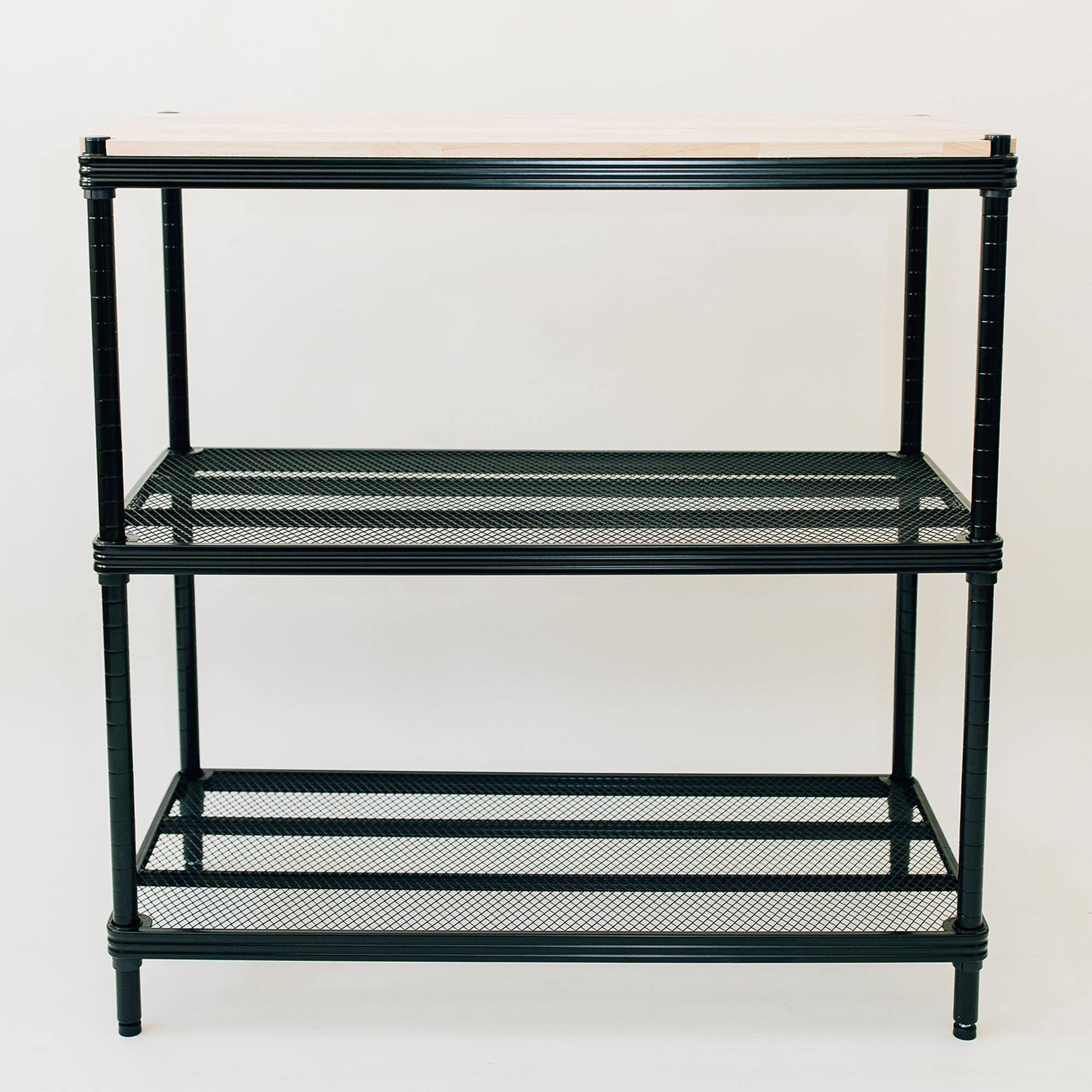 Alt View 7. Design Ideas - Design Ideas MeshWorks Shelving Rack, Metal Mesh Shelf Unit with Wood Top, Black - Black.