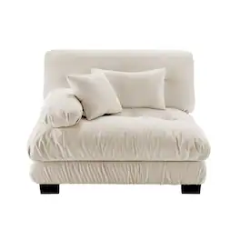 Loheer - Light Coffee Chenille Modular Sofa 2 Seater Armless Couch with Pillows Solid Wood Frame for Living Room - Light Coffee