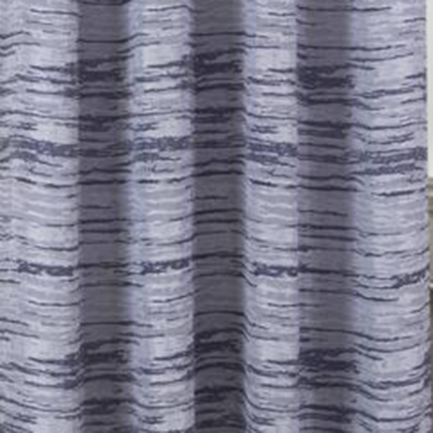 Left. Olivia Gray - Olivia Gray Tropez Two Tone Jacquard Single Grommet Curtain Panel Pair - 54x84" Navy - Navy.