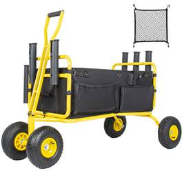 Loheer - Collapsible Fishing Cart with Rod Holders, 550 lb Capacity, All-Terrain Wheels, Yellow and Black