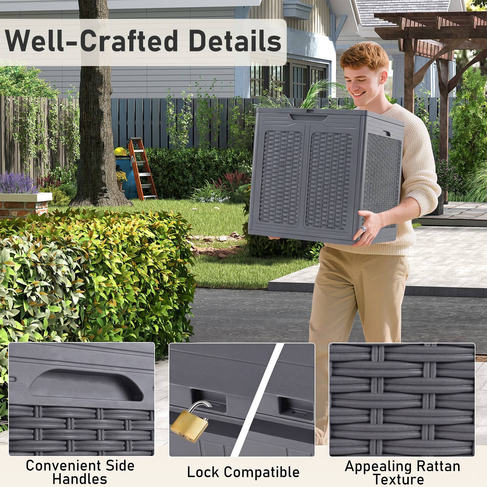 Well-Crafted Details

Convenient Side Handles

Lock Compatible

Appealing Rattan Texture