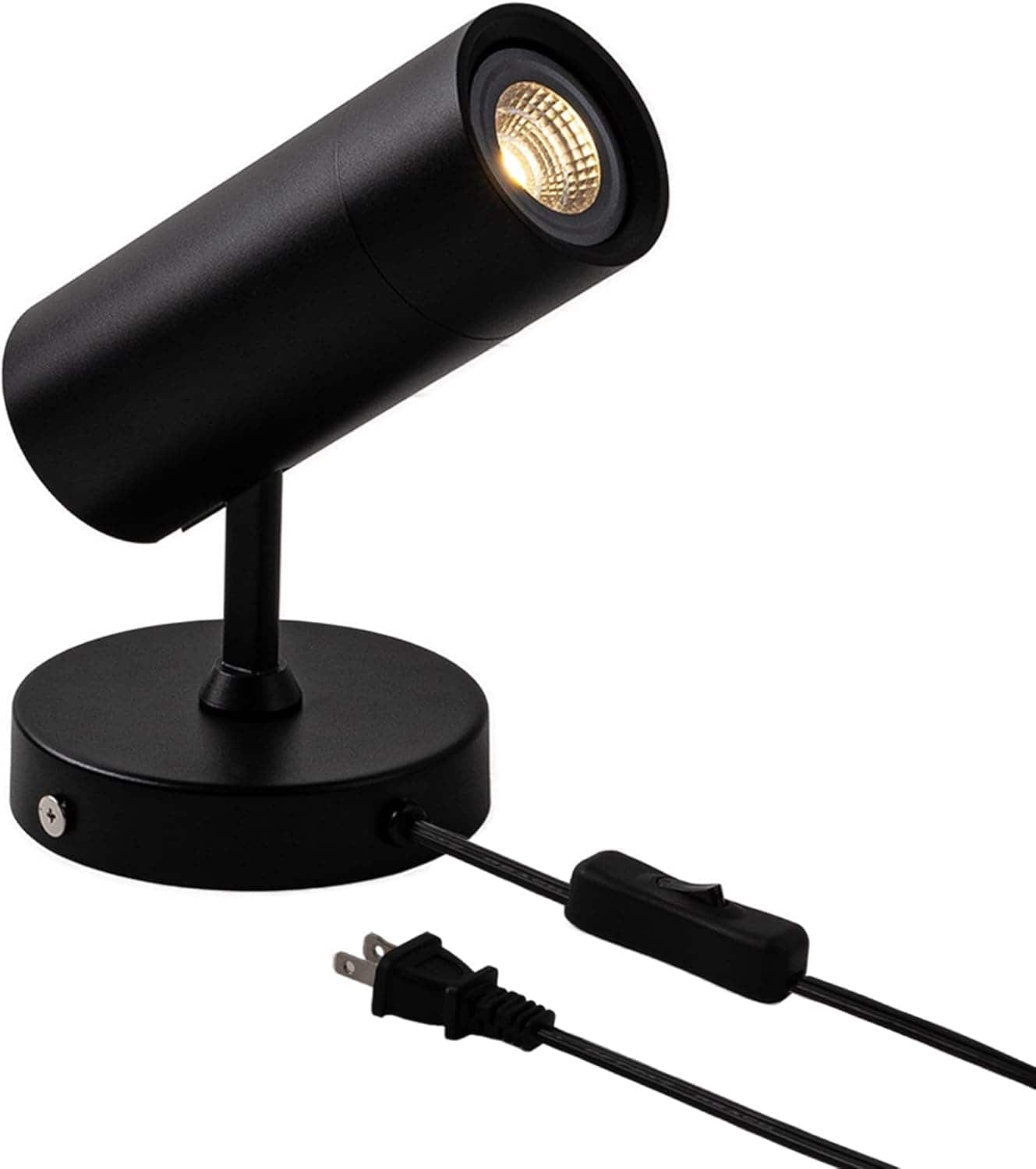 FINEAK - 7W Plug-in Adjustable GU10 Spotlight with On/Off Switch (Black)