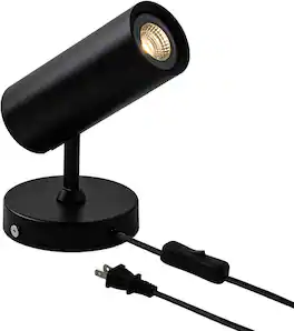 FINEAK - 7W Plug-in Adjustable GU10 Spotlight with On/Off Switch (Black)
