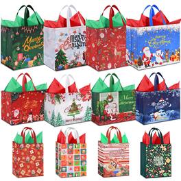 Paradigms Interiors - Extra Large Christmas Gift Bags 15 7'' X 14 2''x 5 9'' Tote With Reusable Shopping Bag For Year Xmas's Part - 12PCS: 4 Large+ 4 Medium + 4 Small