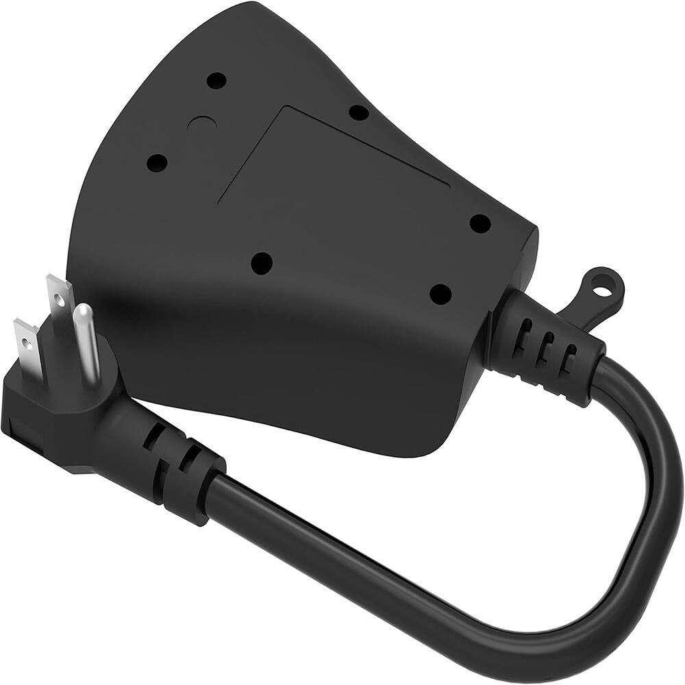 Front. RTMB - Outdoor Smart Plug, 3 Outlets, Alexa & Google Compatible, Timer Control - black.