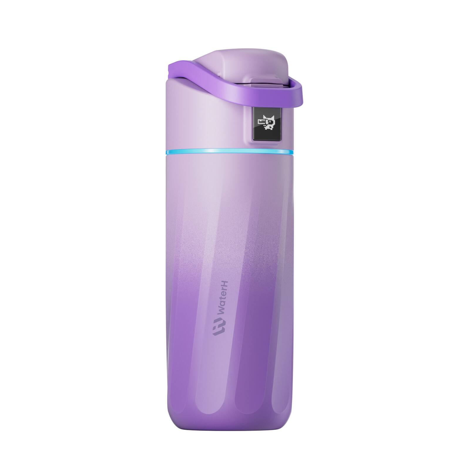 Front. WaterH - Interactive 16oz Smart Water Bottle for Kids – Gamified Hydration Tracker with Parent Monitoring and Drop Protection - Purple.