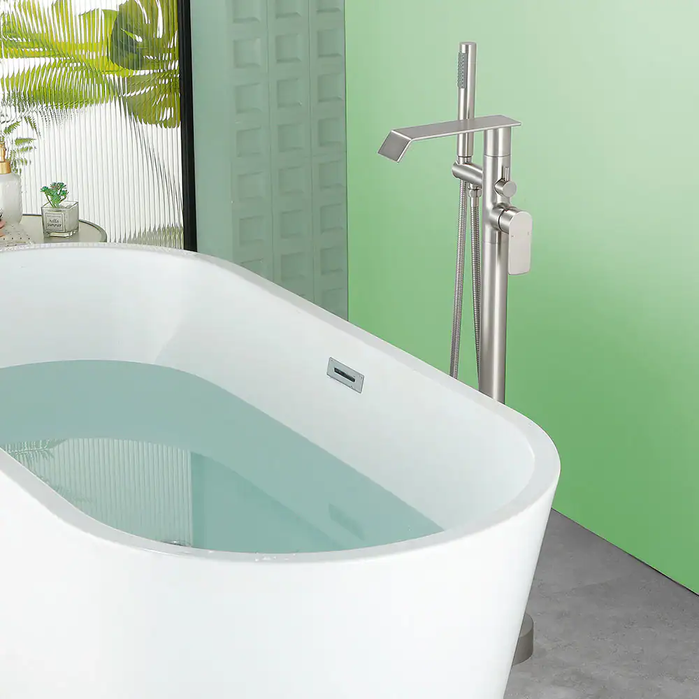 Alt View 3. Boyel Living - Brushed Bathtub Faucet 2-Function Brass Pressure Balance Valve 3-Function Hand Shower 1.5m SUS304 Hose - Brushed Nickel.