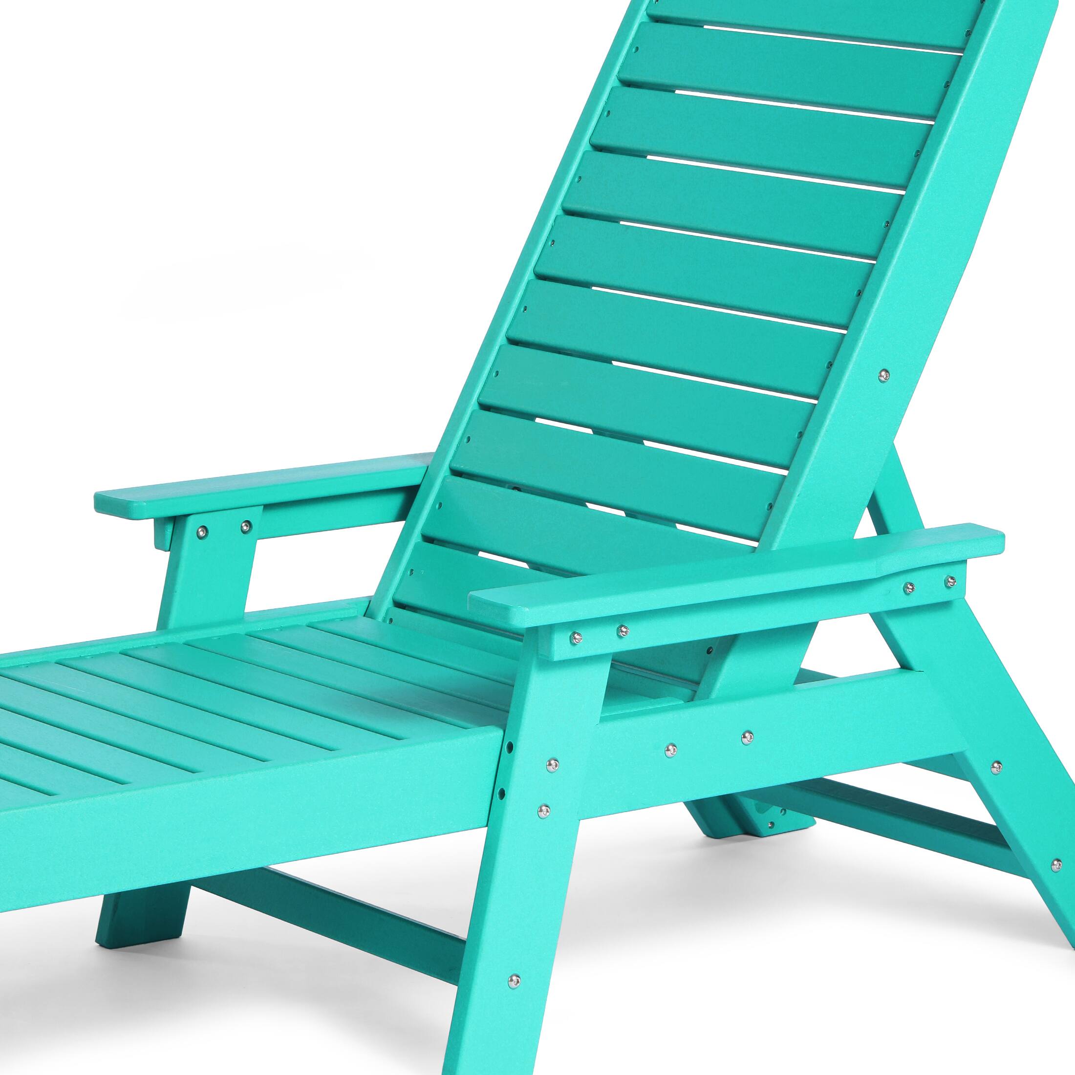 Alt View 4. WestinTrends - WestinTrends Malibu 3 piece Set Poly Adirondack Outdoor Chaise Lounges with Side Table - Turquoise.
