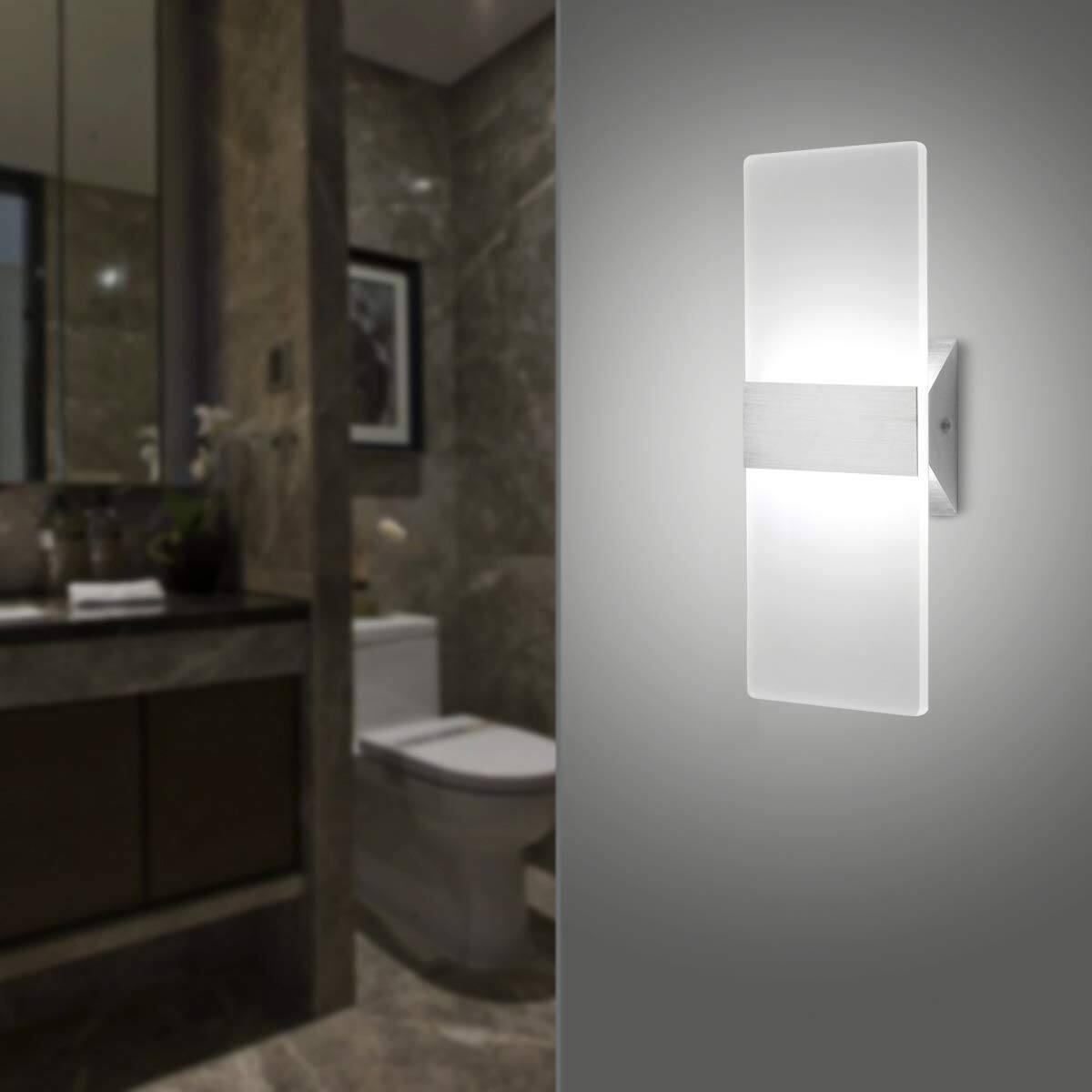 Back. HM 1810 - Led Wall Sconce Modern Light Lamps w Cool k Up And Down Indoor Lighting Fixture For Living Room Bedroom Hal - cool white-3 pack.
