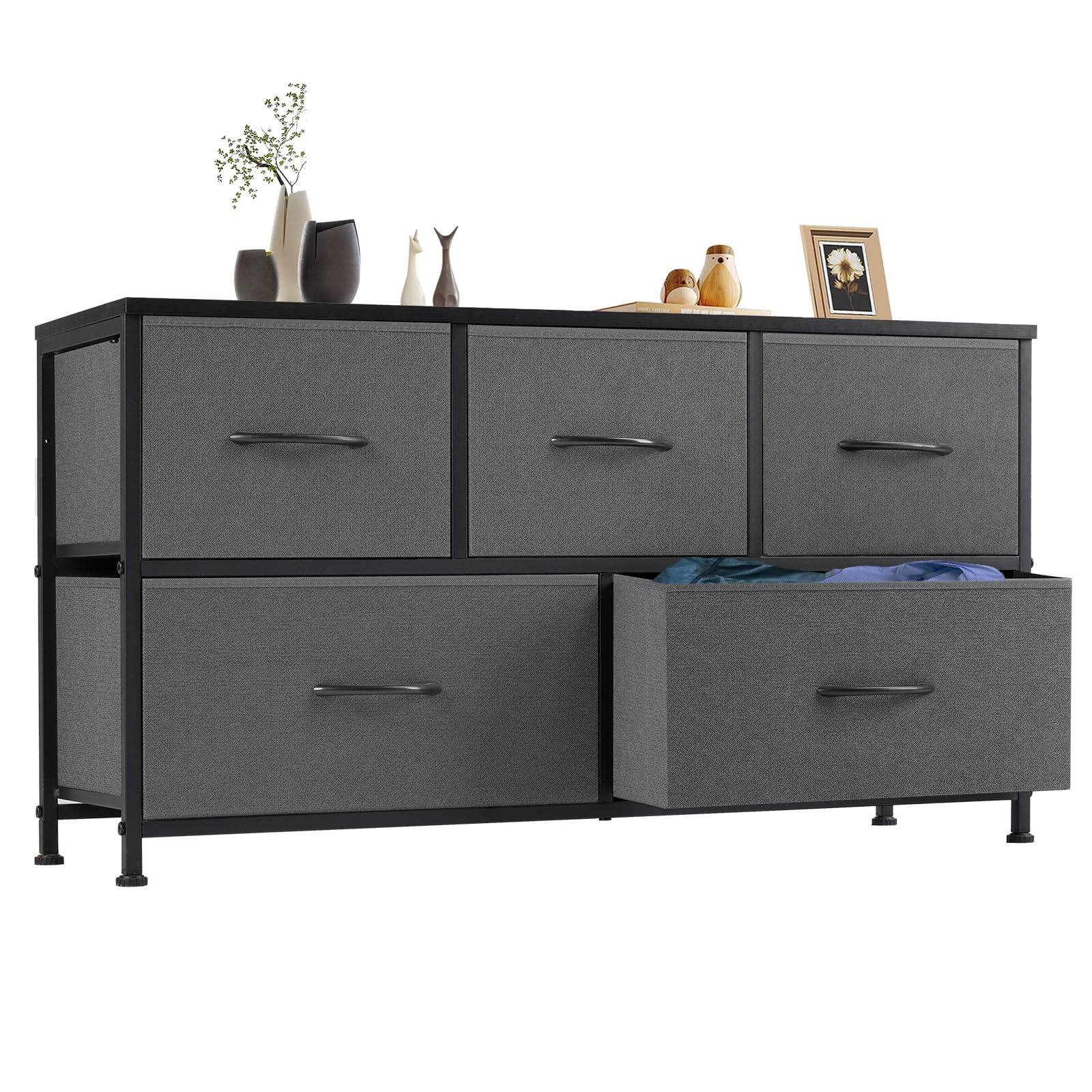 Grey 12.1"D x 38.6"W x 21.8"H (5 Drawers)