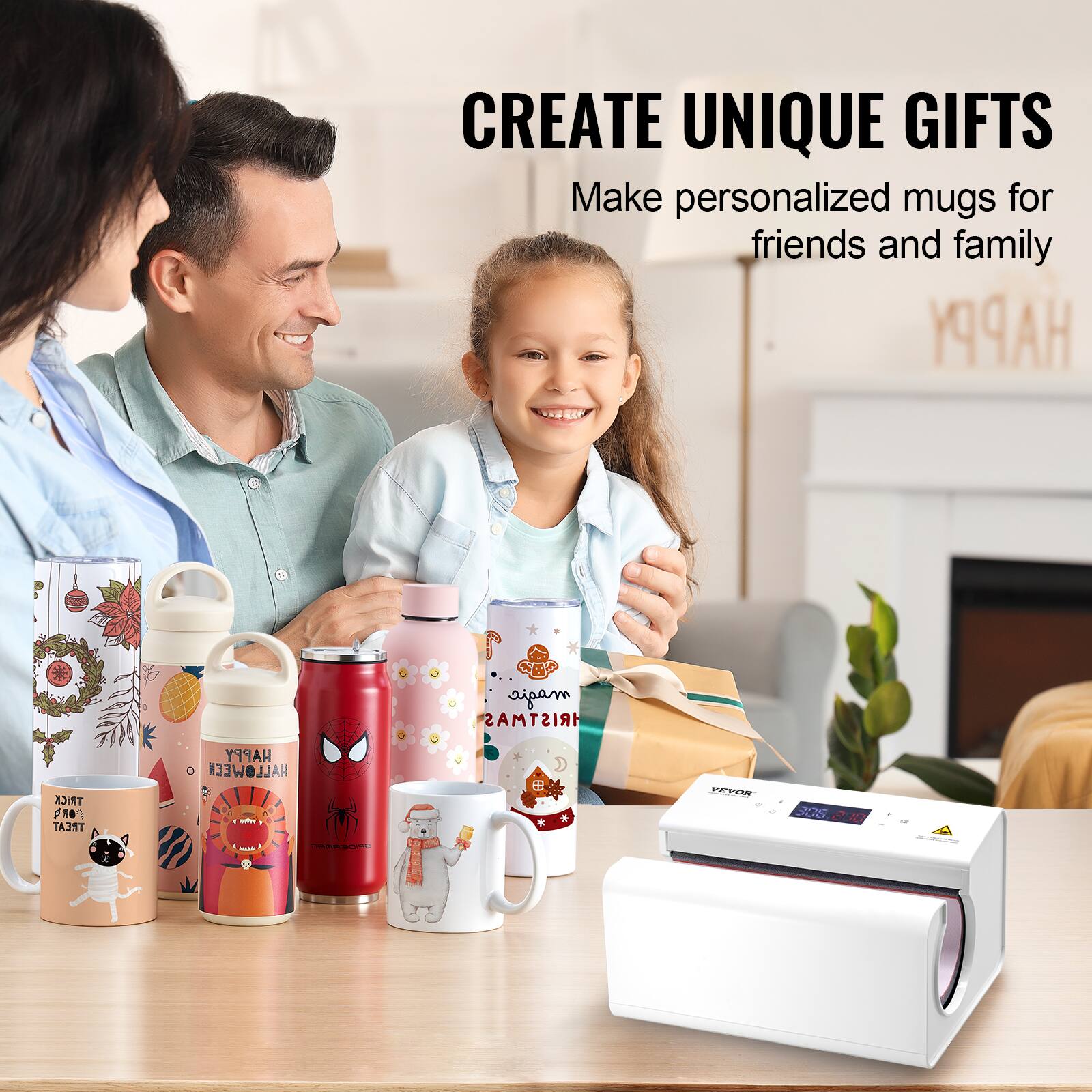 CREATE UNIQUE GIFTS  
Make personalized mugs for friends and family