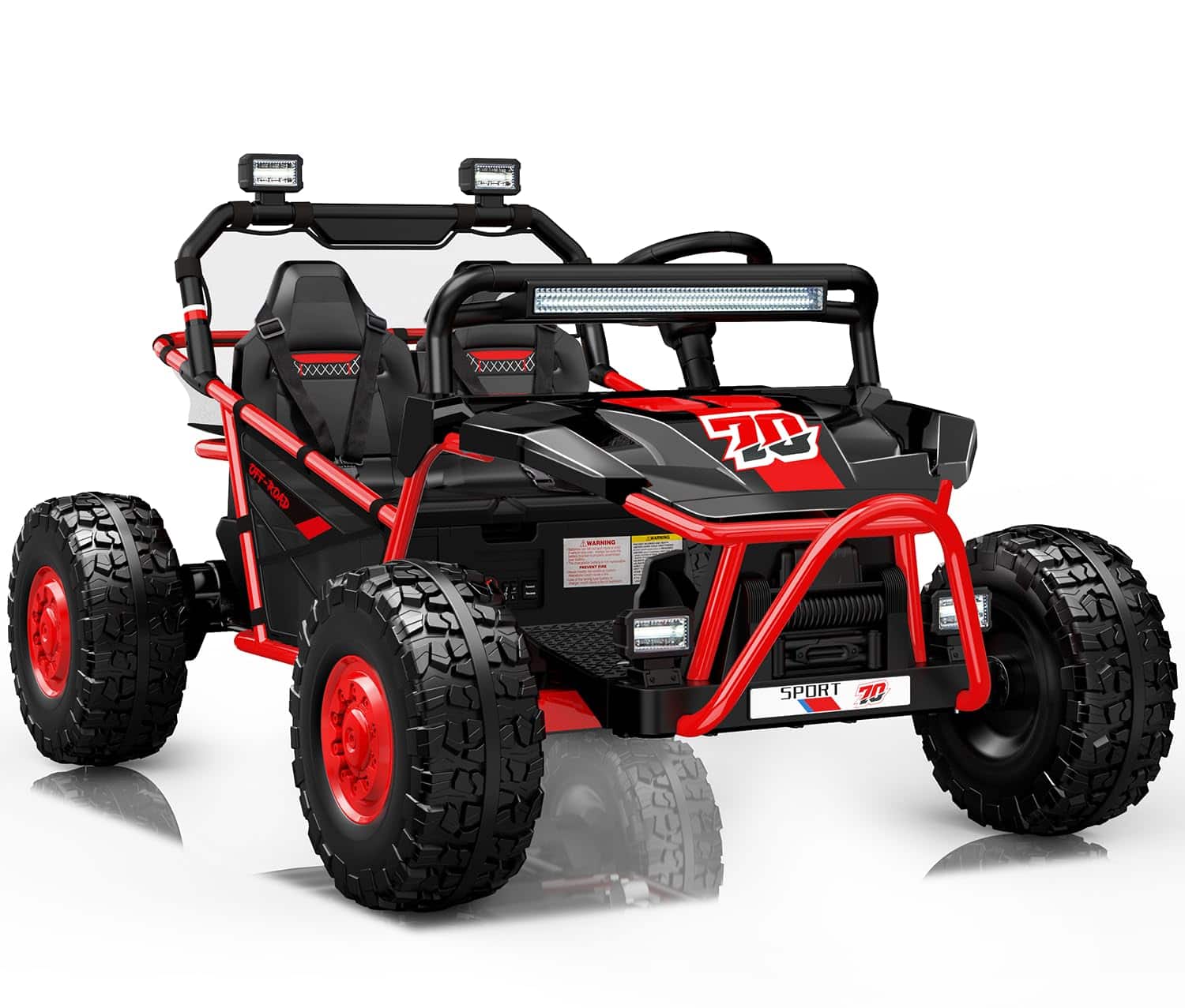 FIRST RIDE ON - 36V Kids Ride On UTV, 2-Seater 400W Electric Car for Kids 6+, 5-8 MPH Speed, 14" EVA Wheels, Metal Frame Bluetooth Music - Red