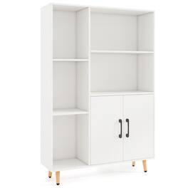 SlickBlue - Free Standing Pantry Cabinet with 2 Doors and 5 Adjustable Storage Shelves - White