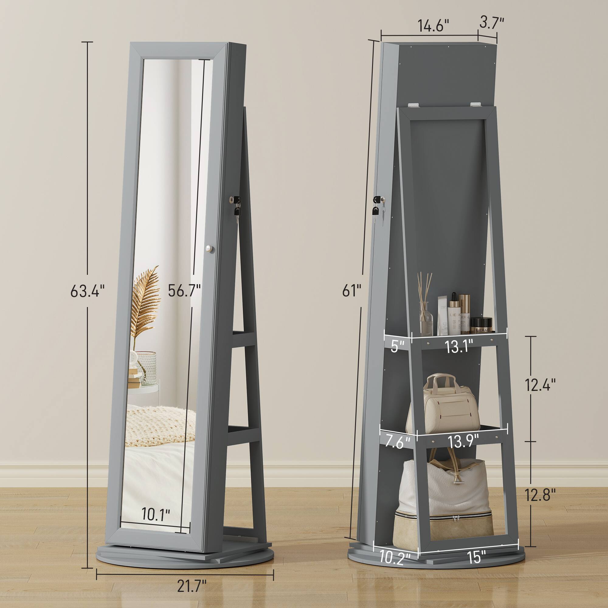 14.6"  
3.7"  
63.4"  
56.7"  
61"  
5"  
13.1"  
12.4"  
7.6"  
13.9"  
10.1"  
12.8"  
21.7"  
10.2"  
15"