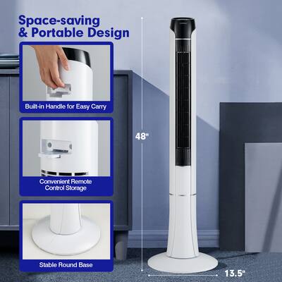 人気商品 Costway Portable 48'' Tower Fan 80° Oscillating Bladeless 空調・季節家電