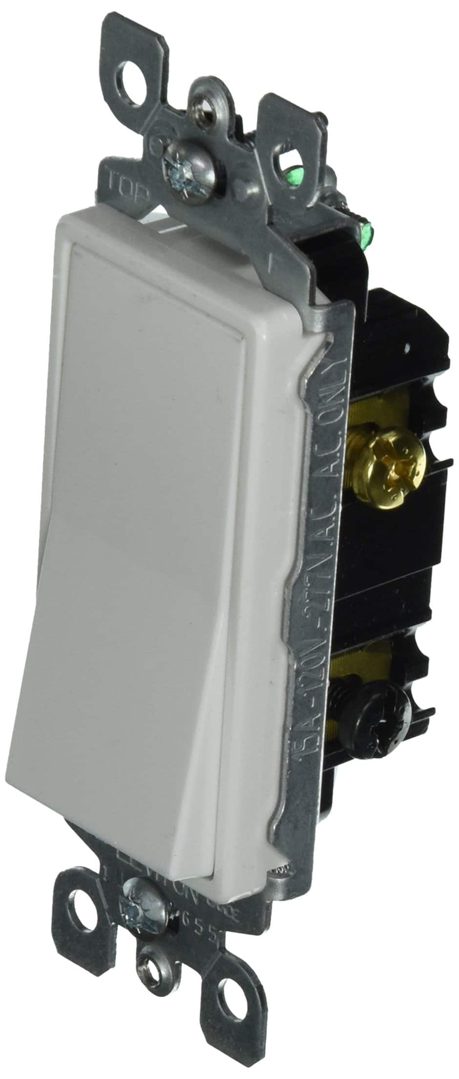 Leviton - 15 Amp 120/277V Decora Rocker Lighted-Handle Illuminated Off 3-Way Quiet Switch 5613-2W - White