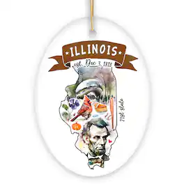 OrnamentallyYou - Artistic Illinois State Themes and Landmarks Christmas Ornament - Multi-colored