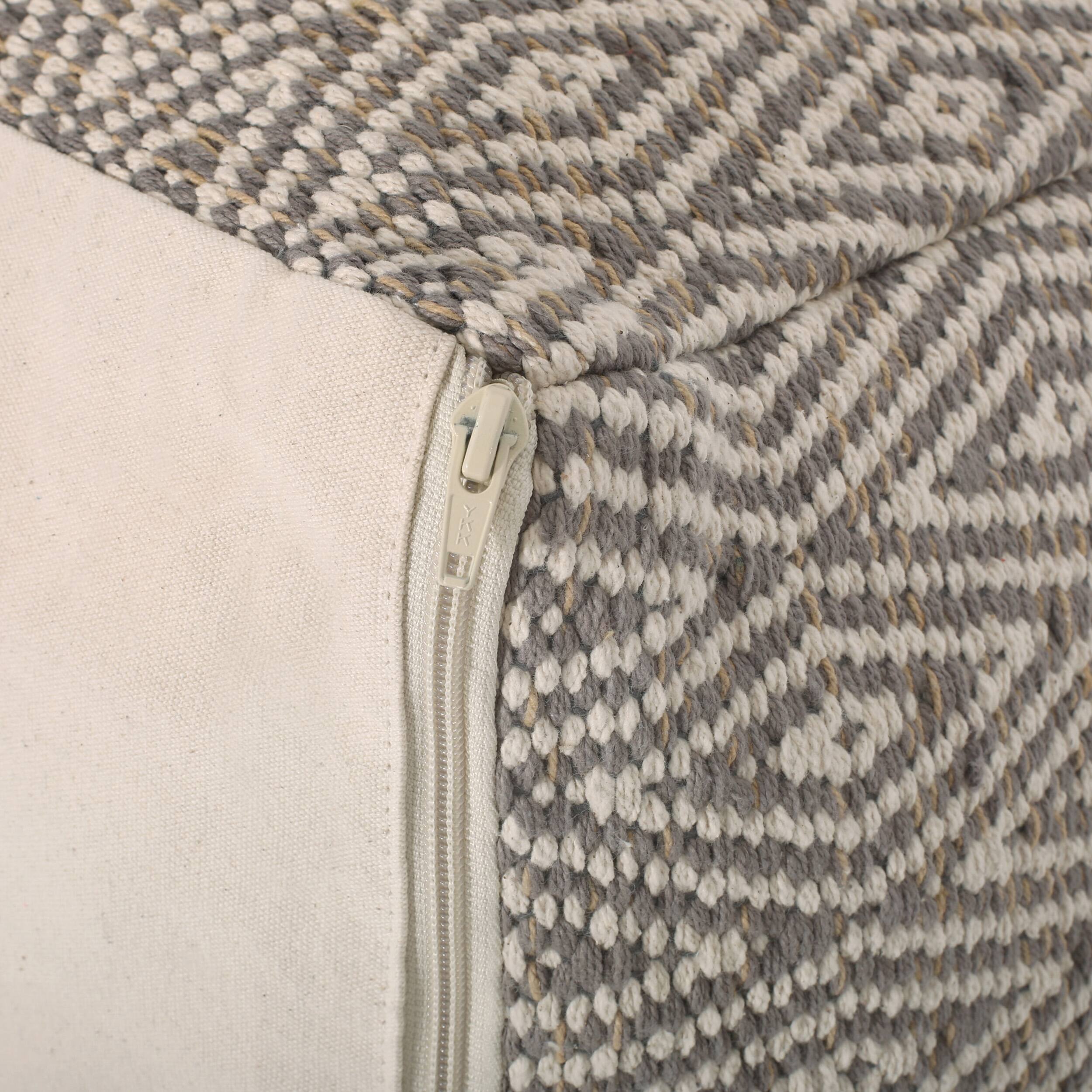 Alt View 2. Tiramisubest - Handcrafted Cotton Pouf in Beige and Yellow - Beige|yellow.