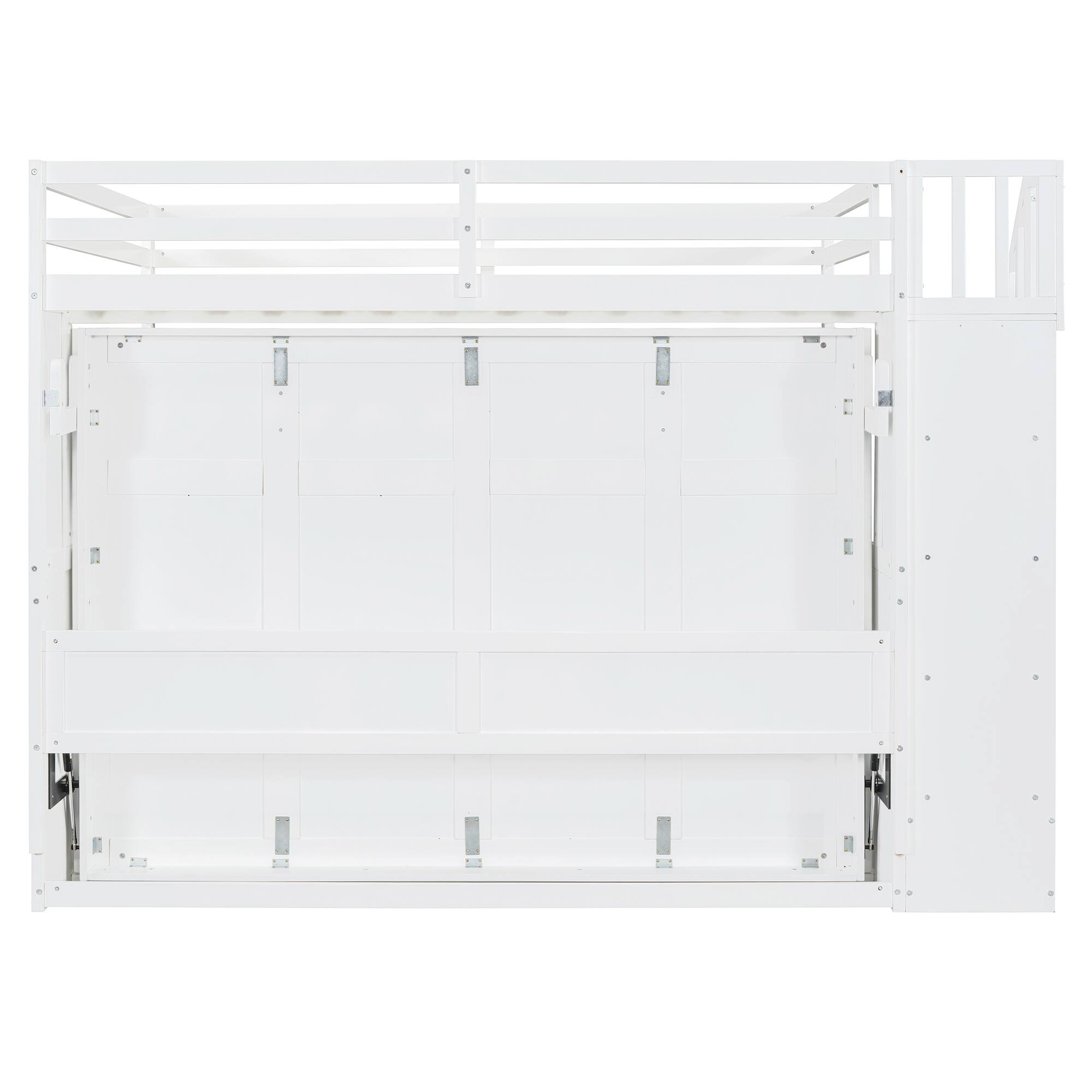 Alt View 4. Tiramisubest - Full Over Full Murphy Bed with Hydraulic Lift, Desk & Storage, White - Space - Saving Multifunctional - White.