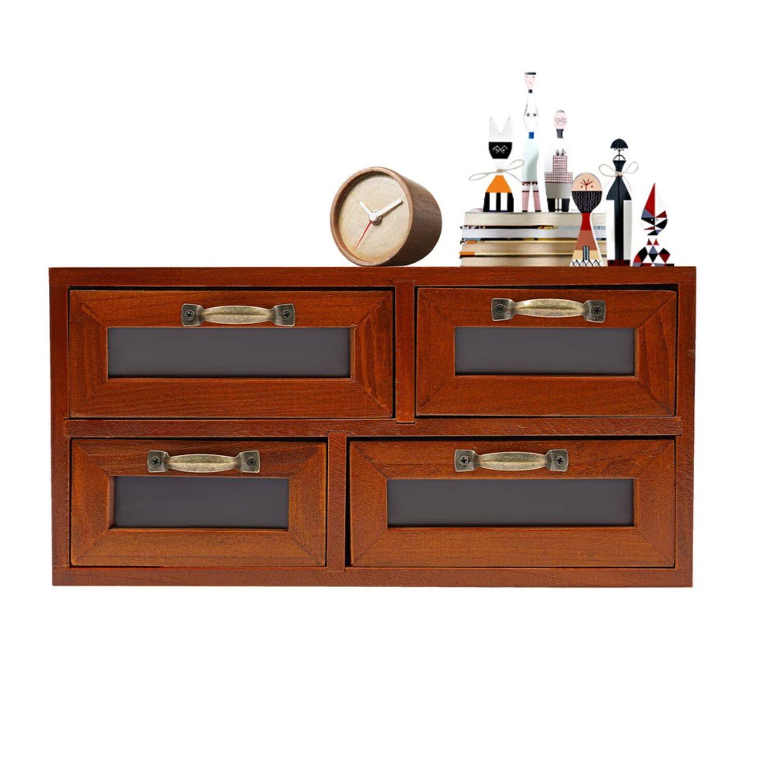Alt View 2. Home Collection - Vintage Small Wooden Desktop Drawer Organizer – Desk Storage for Office Supplies.