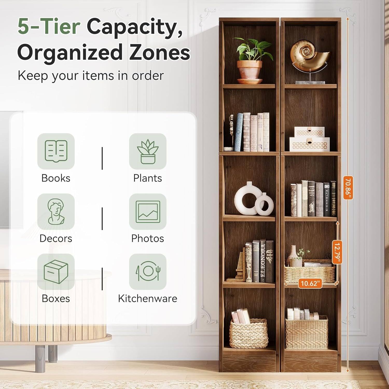 5-Tier Capacity, Organized Zones  
Keep your items in order  
Books  
Plants  
Decors  
Photos  
Boxes  
Kitchenware  

ELEONORA  
EICHHOLTZ  
10.62"  
12.79"  
70.86"