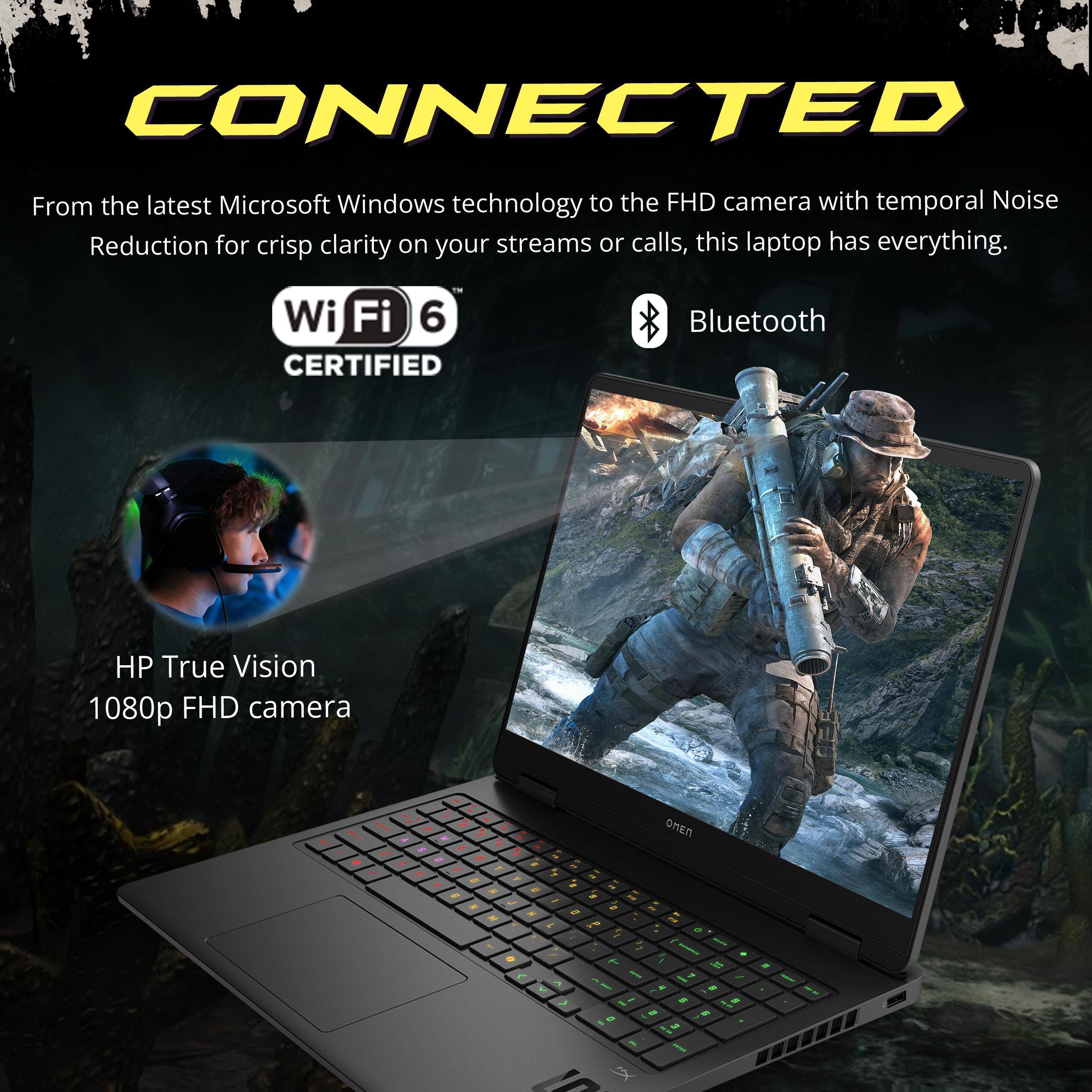 CONNECTED

From the latest Microsoft Windows technology to the FHD camera with temporal Noise Reduction for crisp clarity on your streams or calls, this laptop has everything.

- Wi-Fi 6 CERTIFIED
- Bluetooth
- HP True Vision 1080p FHD camera