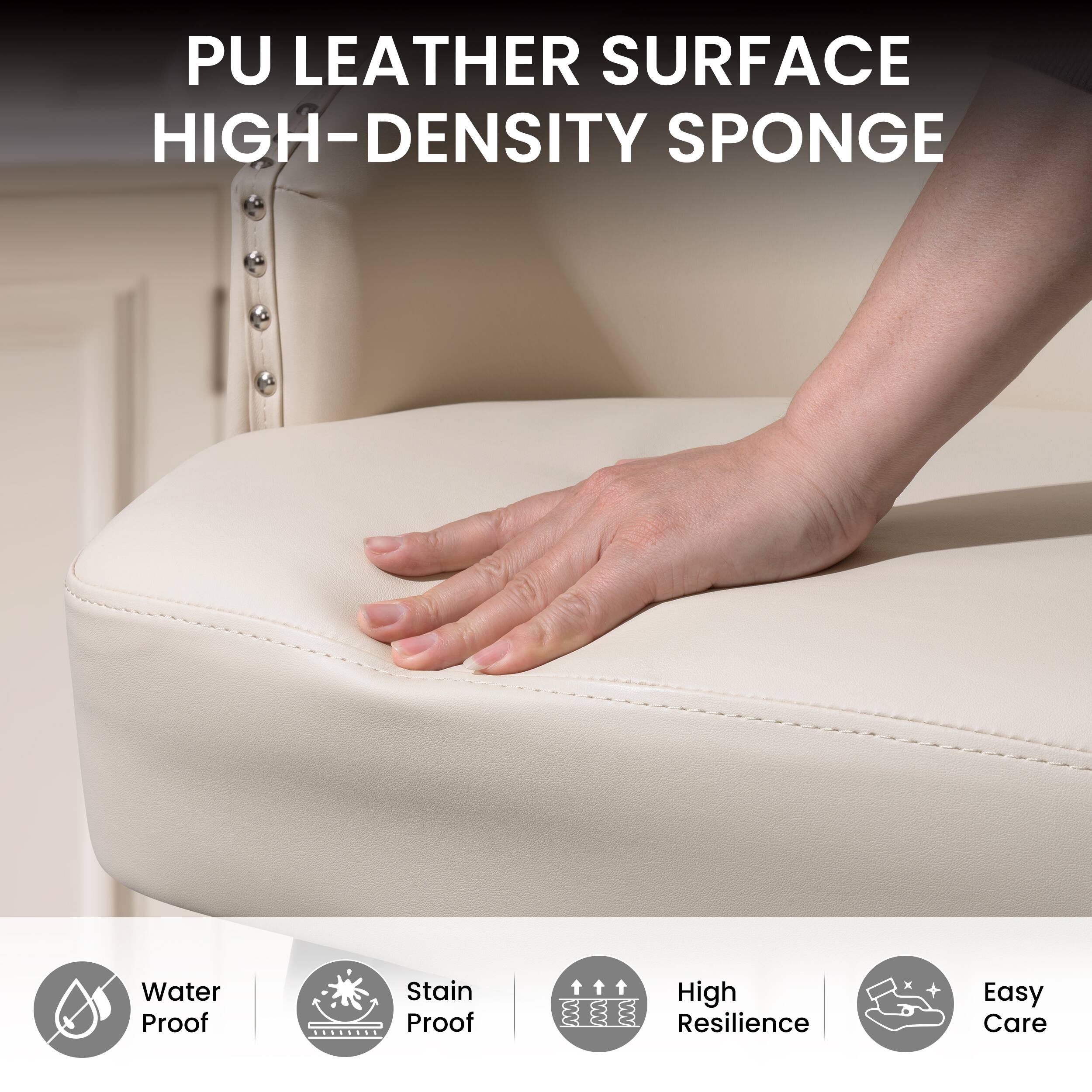 PU LEATHER SURFACE HIGH-DENSITY SPONGE

Water Proof
Stain Proof
High Resilience
Easy Care