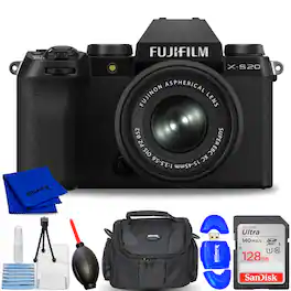 Fujifilm - X-S20 Mirrorless Camera with 15-45mm Lens (Black) 16781943 - 7PC Bundle