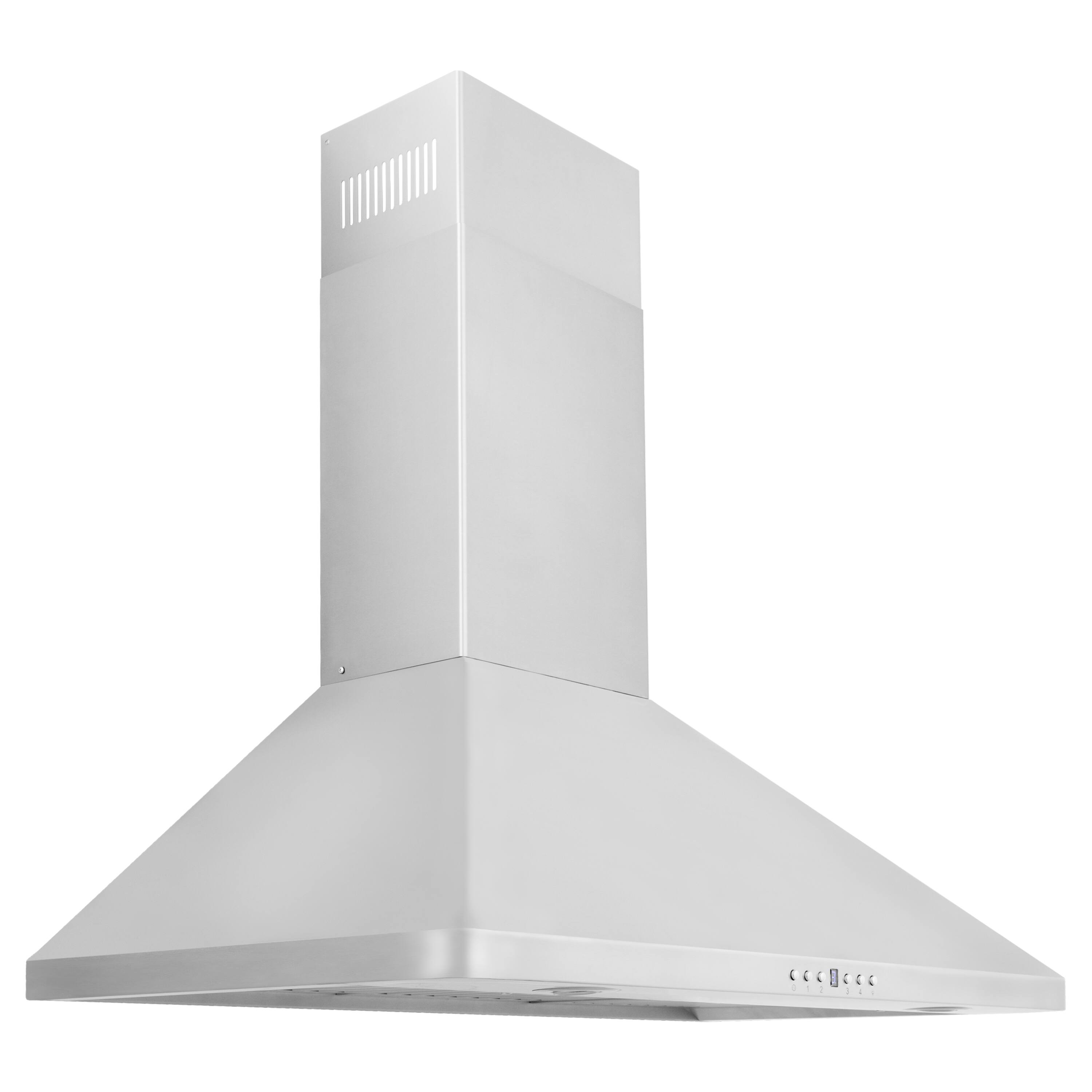 Left. ZLINE - 36" Externally Vented Range Hood - Stainless steel.