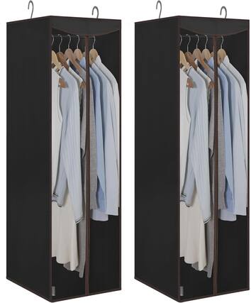 Front. blue - 2-Pack Hanging Garment Bag Zipper Cover with Sealed Clear Window, Long Garment Cover - color:Black.