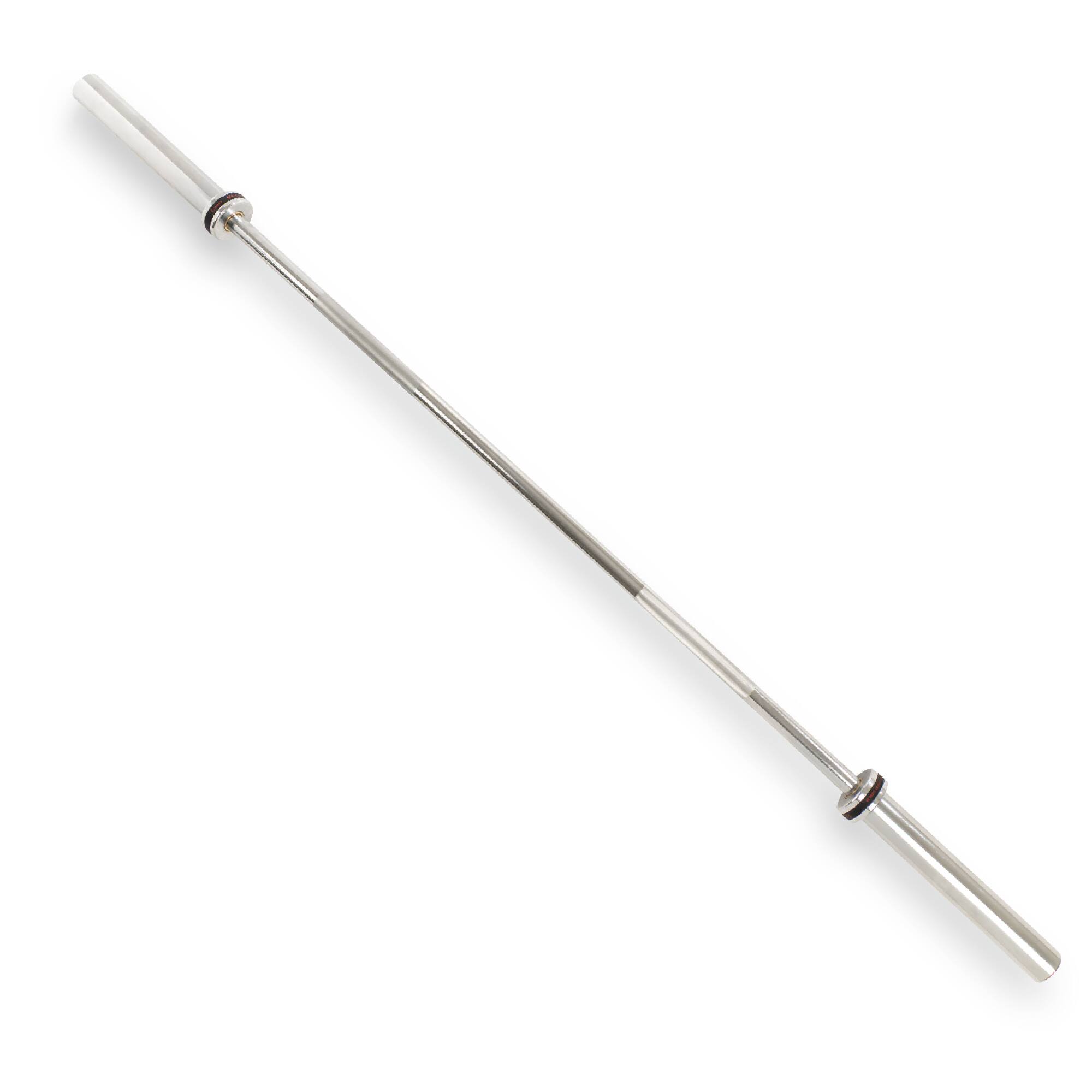 Front. Sunny Health & Fitness - 72” (6 ft) Olympic Barbell Bar - Silver.