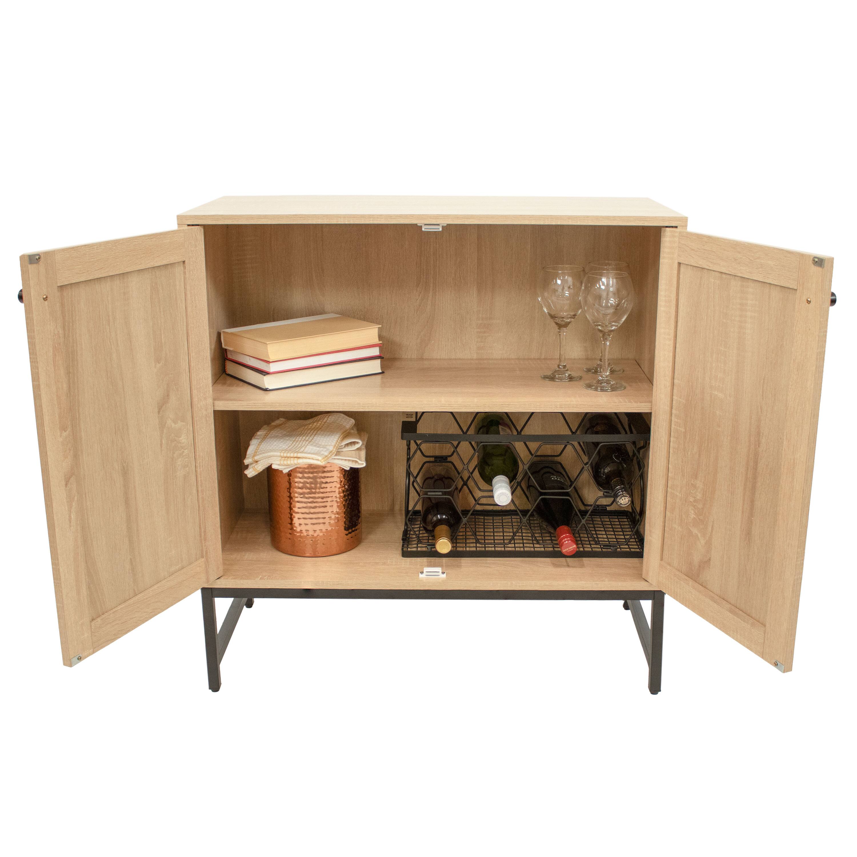 Alt View 9. Sunnydaze - 2-Door MDF Accent Cabinet with Shelf/Rattan Doors - Light Oak.