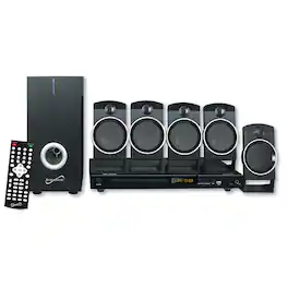 Supersonic - 5.1 Channel DVD Home Theater System with USB Input and Karaoke Function - Black