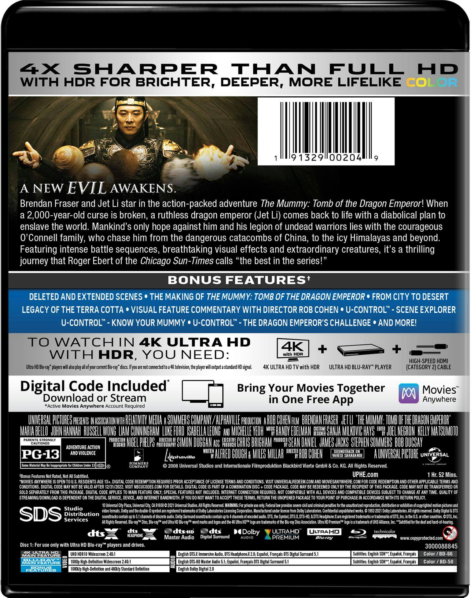 Back. The Mummy: Tomb of the Dragon Emperor (4K Ultra HD) [UHD].