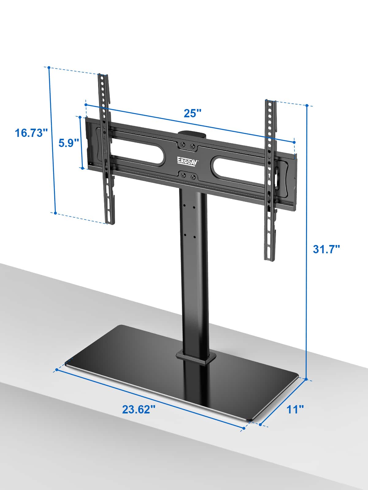 The text on the image reads: "25" 16.73" 5.9" Ergay 31.7" 23.62" 11". This text is grouped and corrected as follows:
* 25" (25 inches)
* 16.73" (16.73 inches)
* 5.9" (5.9 inches)
* Ergay (a brand name)
* 31.7" (31.7 inches)
* 23.62" (23.62 inches)
* 11" (11 inches)